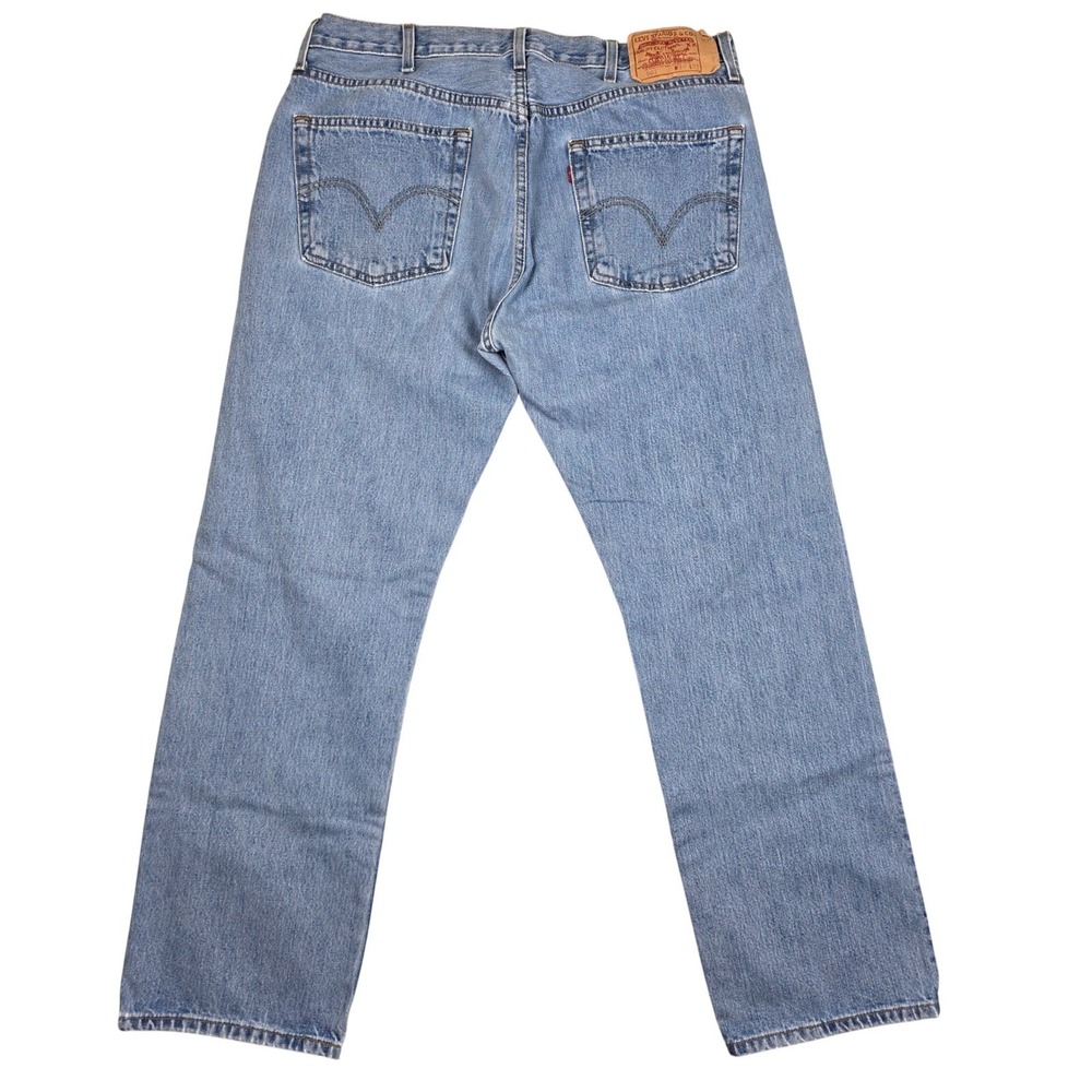 Levi Strauss Co Mens Jeans 501 Button Fly Blue Light Wash Y2K Distressed 38x32 - Picture 2 of 14